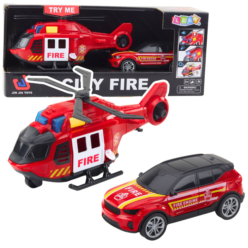 Set: Helicopter, Fire Truck, Fire Department, Lights, Sounds