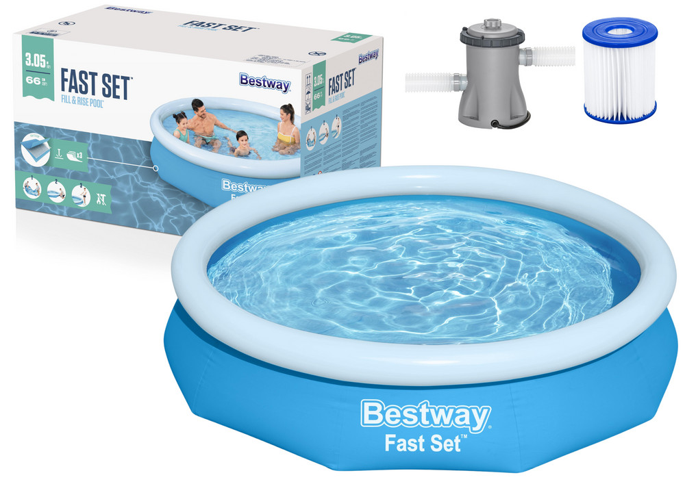 Bestway 57458 puhafalú medence szűrőszivattyúval, 305 x 66 cm