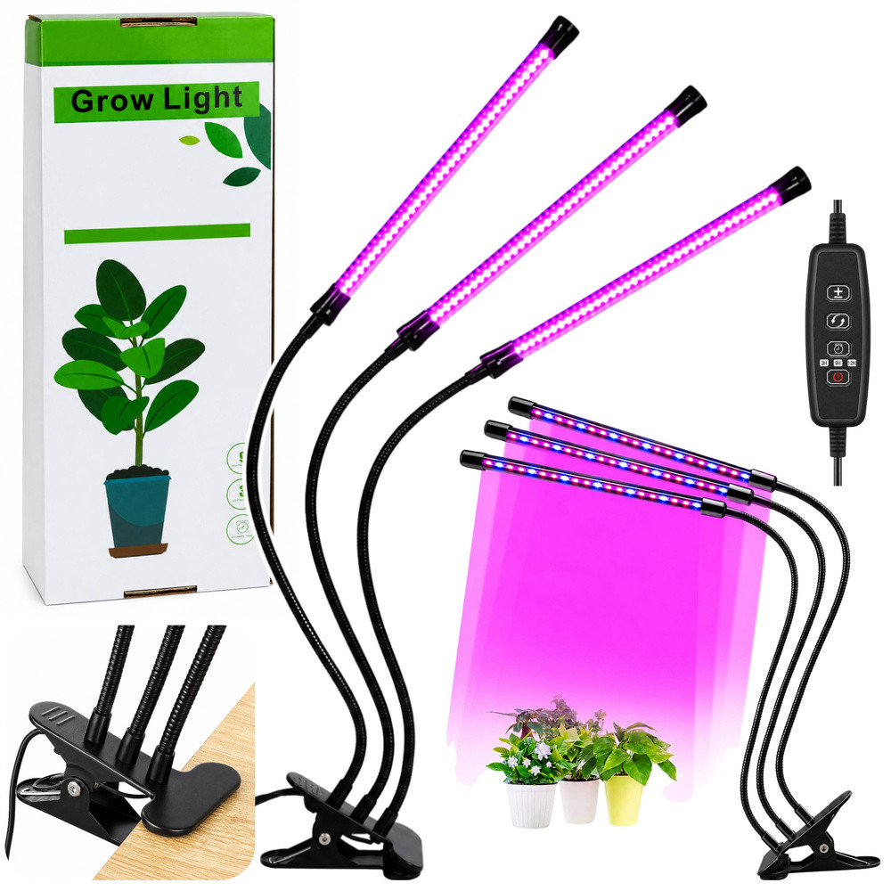 Csíptetős LED növénynevelő lámpa három modullal – 30 W
