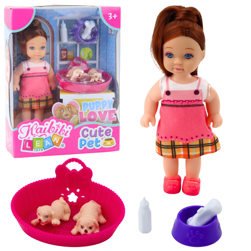 Mini baba 2 kiskutyával, fekhellyel és cumisüveggel