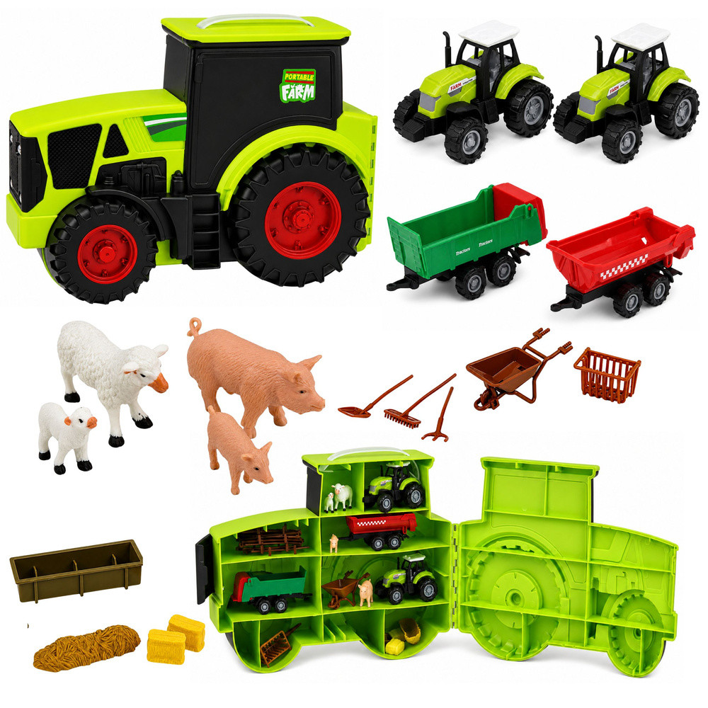 28 részes farmkészlet traktor alakú tárolóban