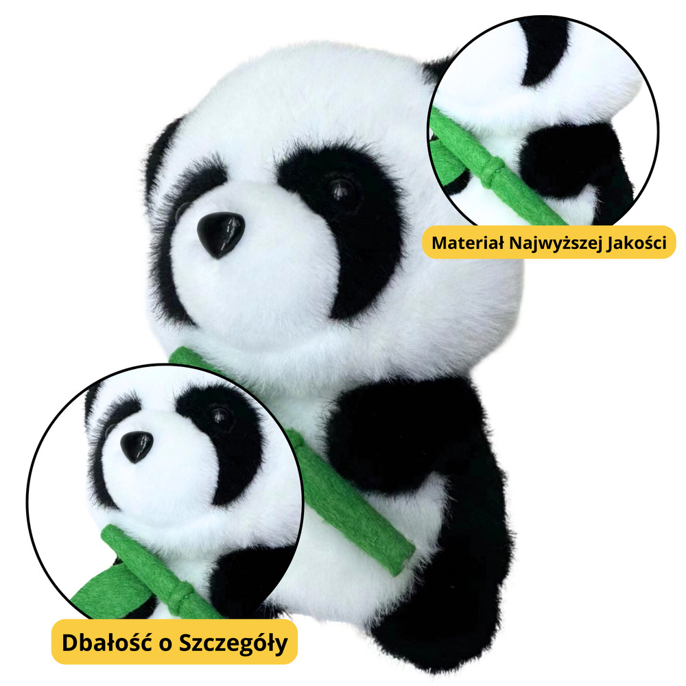 Plüss panda bambusszal, 18 cm