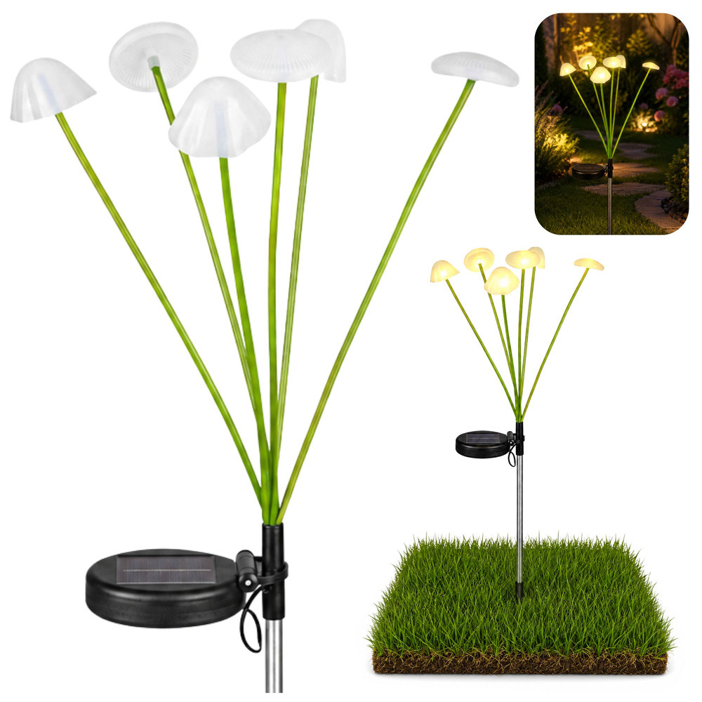 Napelemes gombás kerti LED-lámpa, melegfehér fény, 70 cm