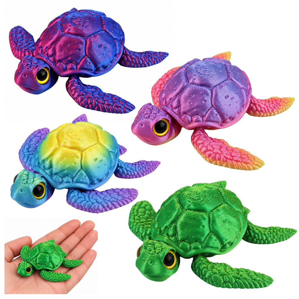 Színjátszó 3D tengeri teknős figura mozgatható részekkel, 8 cm