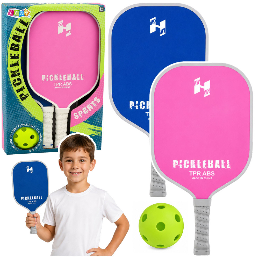 Pickleball ütőkészlet 2 ütővel és 1 labdával, rózsaszín-kék