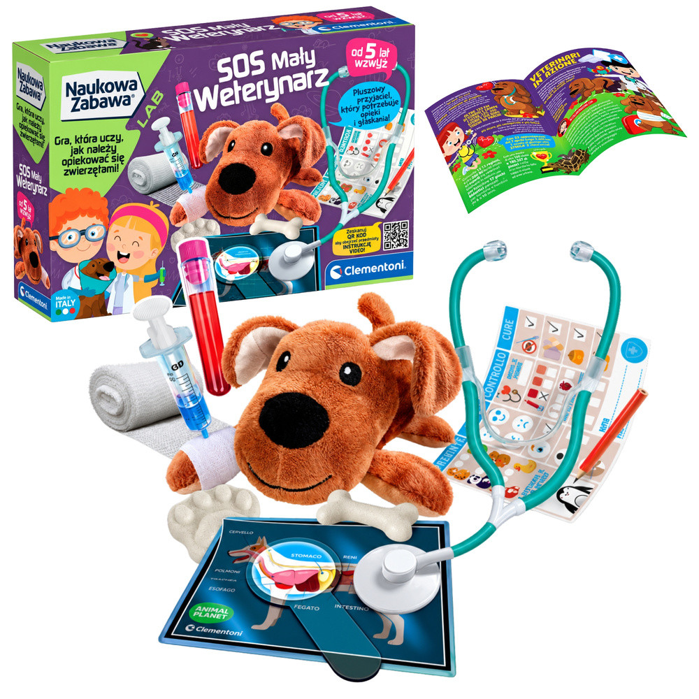 Science & Play Little Vet Set SOS Little Vet Puppy Polish Language Clementoni 50712