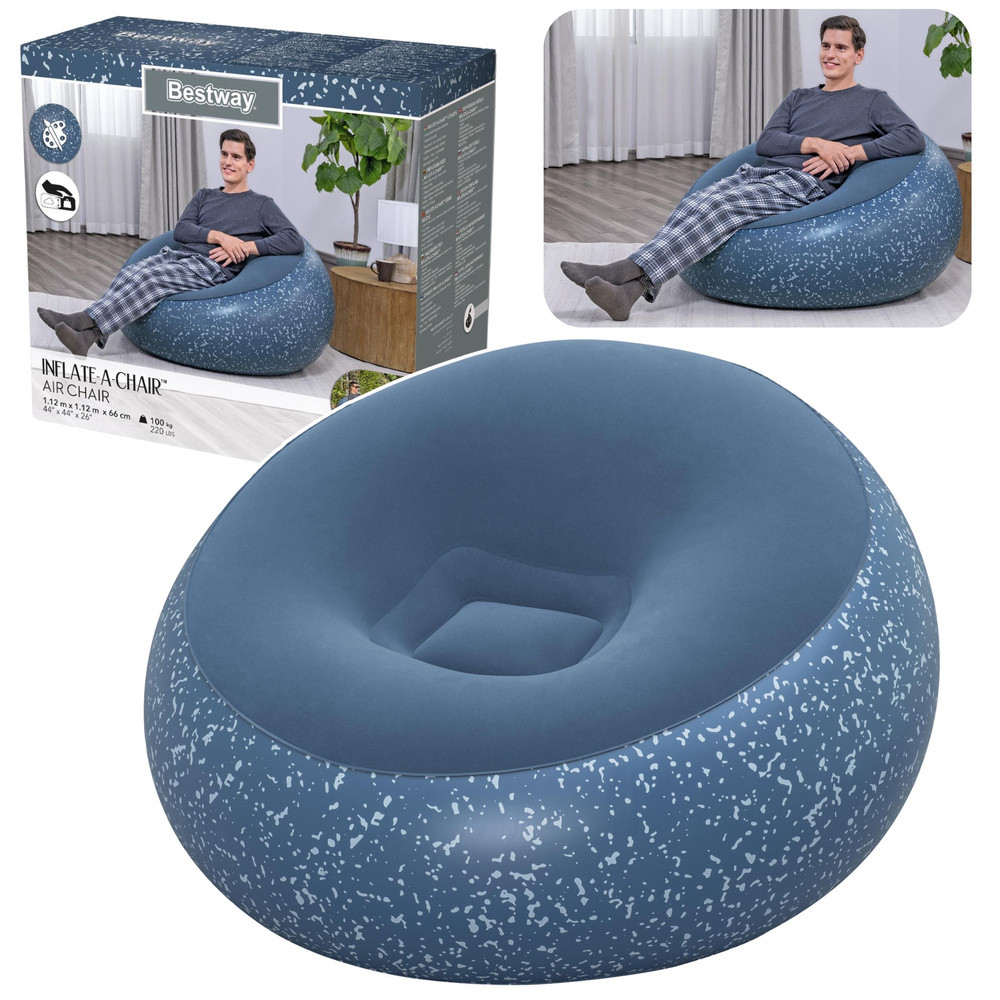 Bestway Inflate A Chair felfújható fotel, kék mintás – 75154
