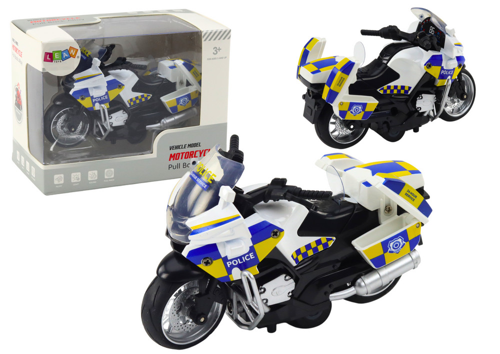 Hátrahúzós rendőrmotor hanghatással, 12 cm