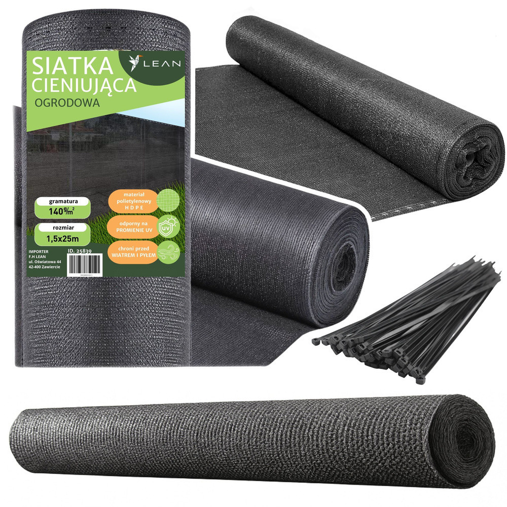 Árnyékoló és belátásgátló háló kerítésre, szürke, 1,5 × 25 m, 140 g/m²