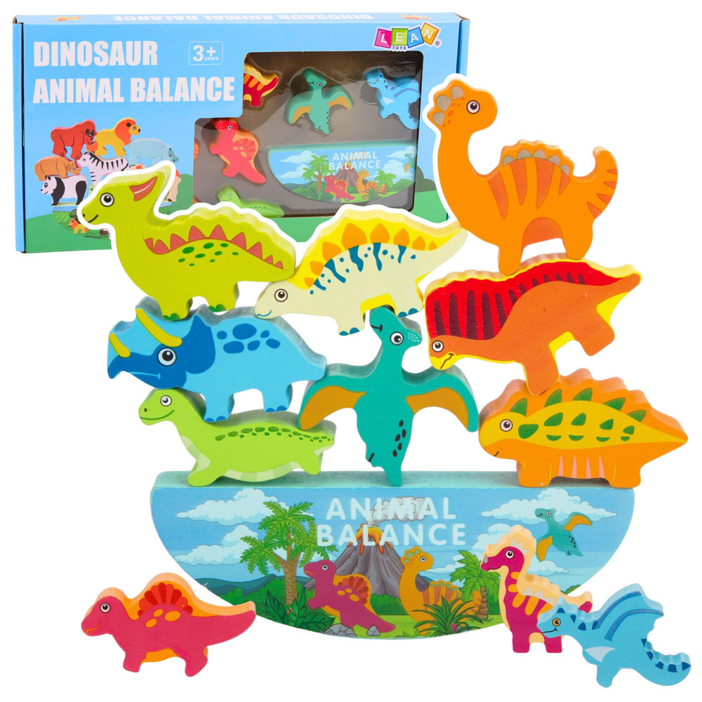 Fa dinoszauruszos egyensúlyozó játék, 12 elem