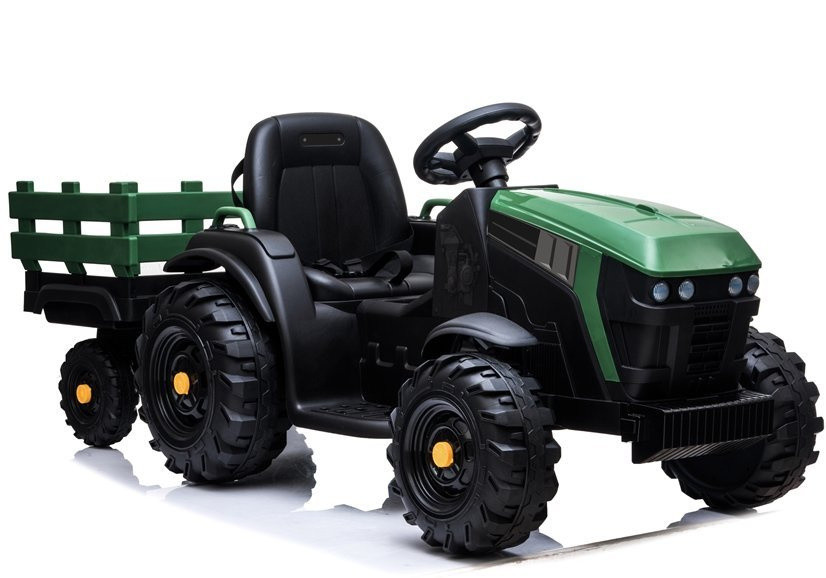 BDM0925 elektromos gyermektraktor pótkocsival – katonai zöld