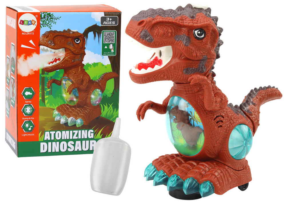 Táncoló dinoszaurusz akadályérzékelővel, fényekkel, barna