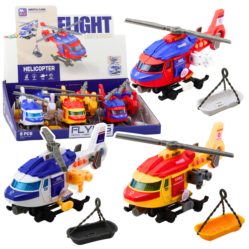 Rescue Helicopter Stretcher Hook Winch Drive Lights Sounds Mix
