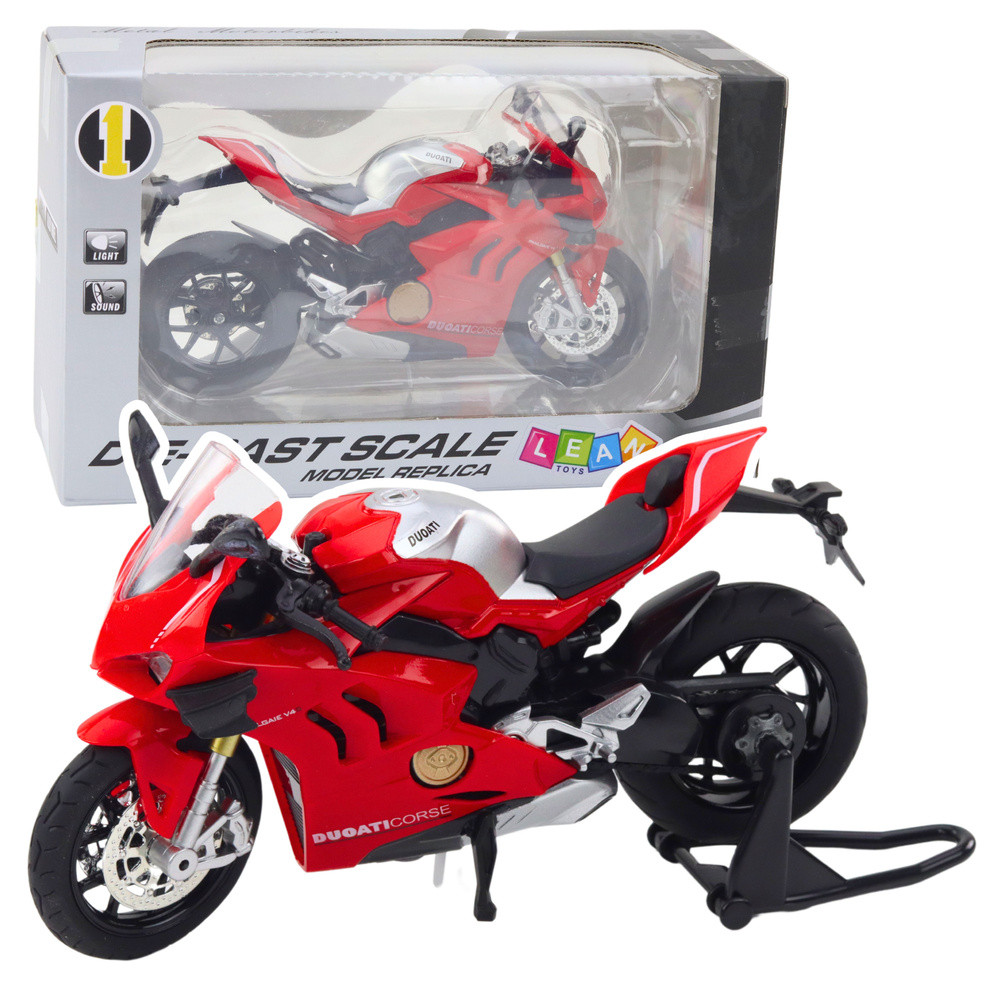 Sports Motorcycle Metal Lights Sounds Red 1:12