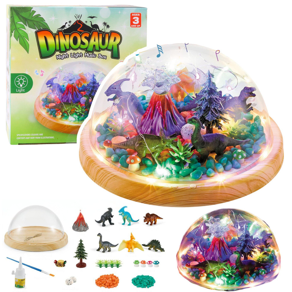 Dinoszauruszos terrárium éjjeli lámpa zenével