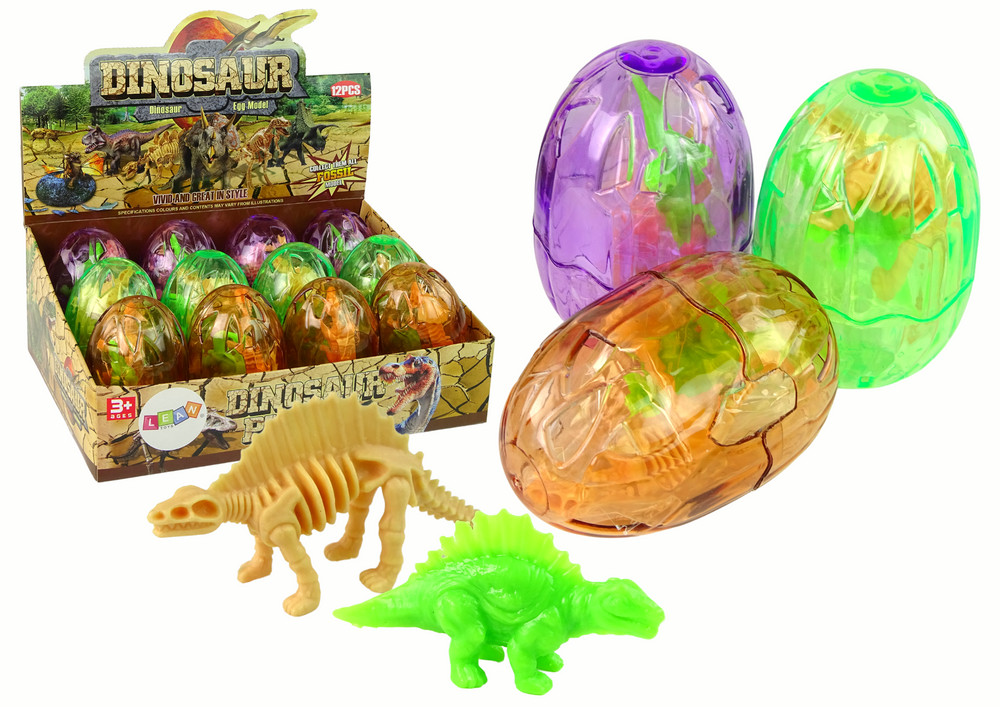 Átlátszó dinoszaurusztojás 2 figurával – 9 cm
