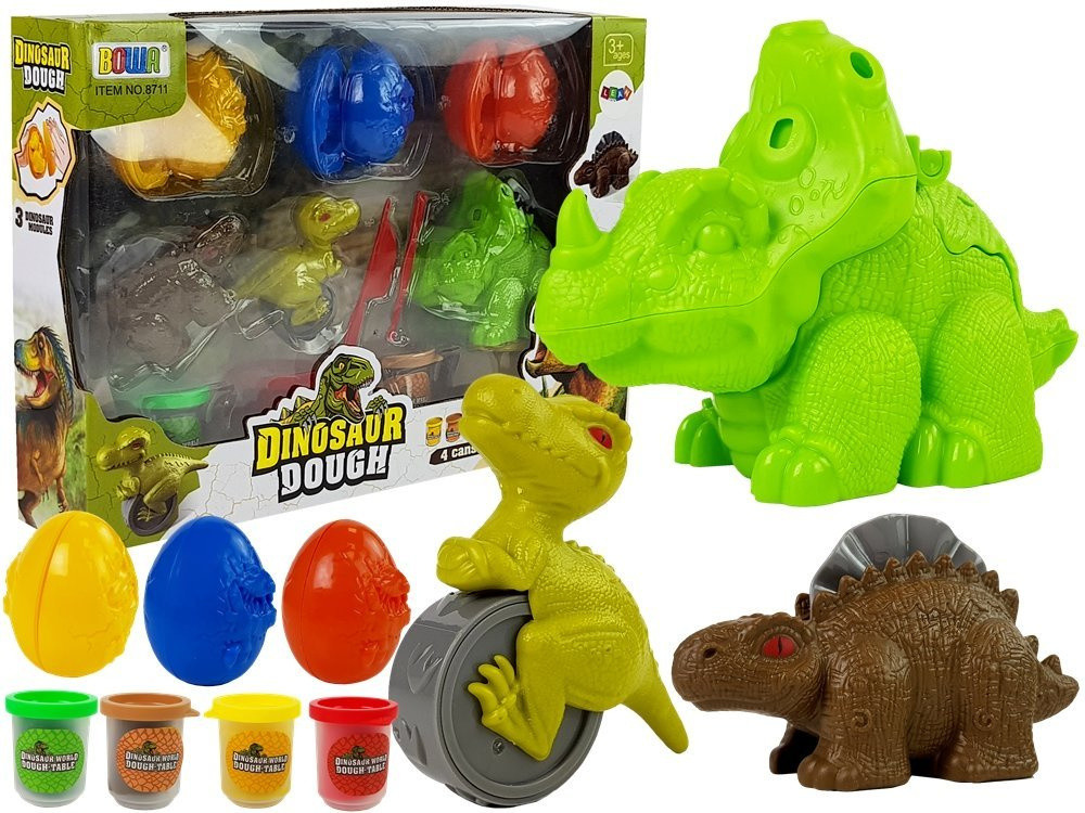 12 részes dinoszauruszos gyurmakészlet tojásformákkal