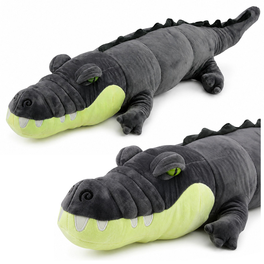 Szürke élethű plüss krokodil, 90 cm
