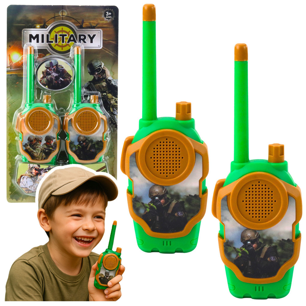 Katonai játék walkie-talkie pár, 10 m hatótávval
