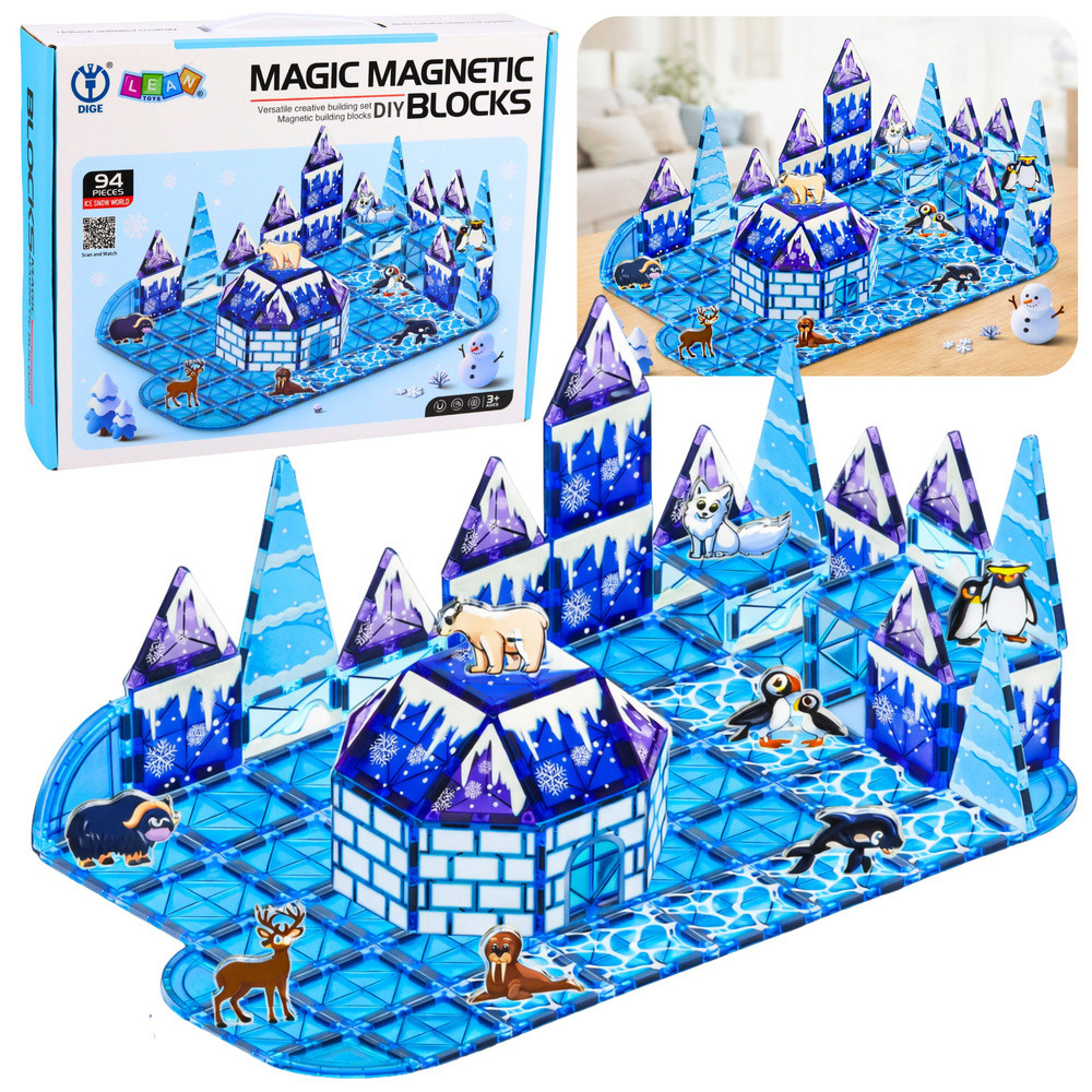 Ice Land mágneses építőkészlet sarkvidéki állatokkal – 94 darab