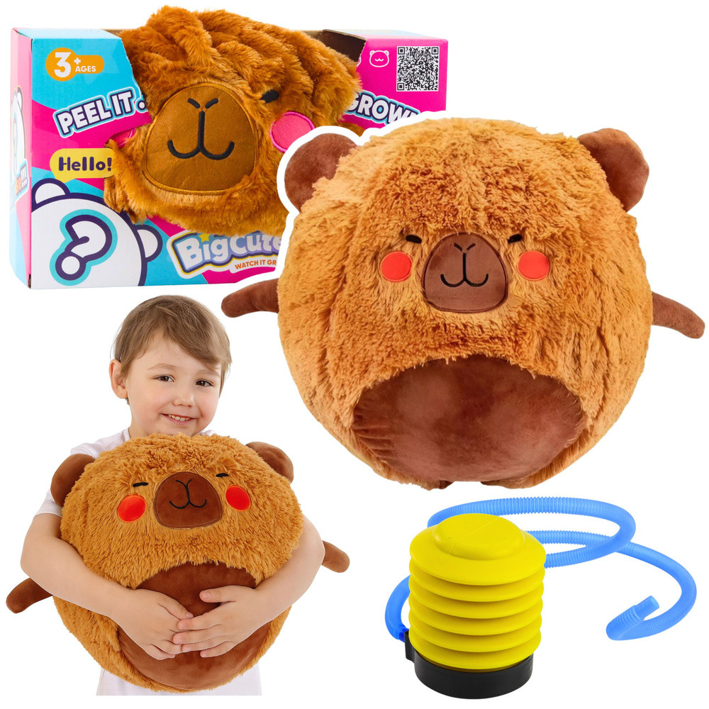 BigCutePet kapibara plüss ugrálólabda pumpával – barna, 50 cm