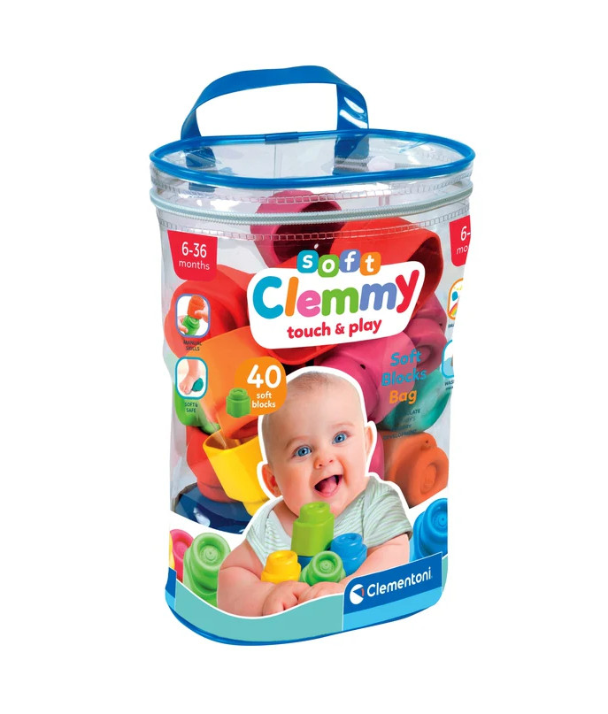 Clementoni Baby Clemmy puha építőkockák táskában, 40 db, 17878
