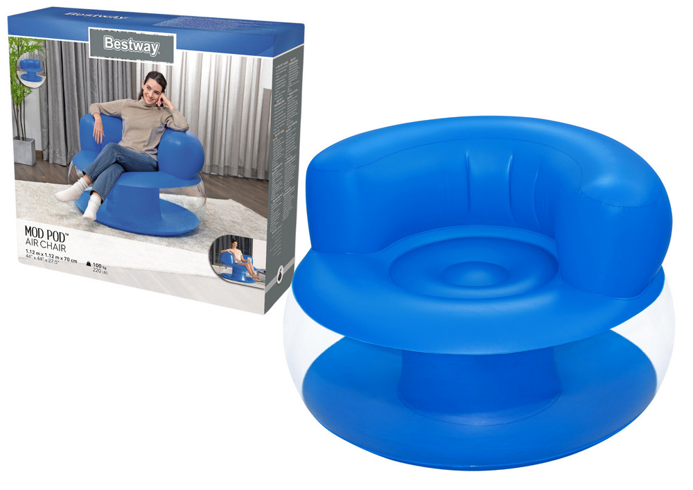 Bestway felfújható fotel, kék, 112 × 112 × 70 cm – 75138