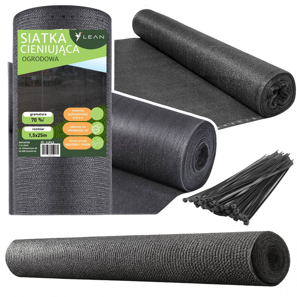 Árnyékoló és belátásgátló háló kerítésre, fekete, 1,5 × 25 m, 70 g/m²