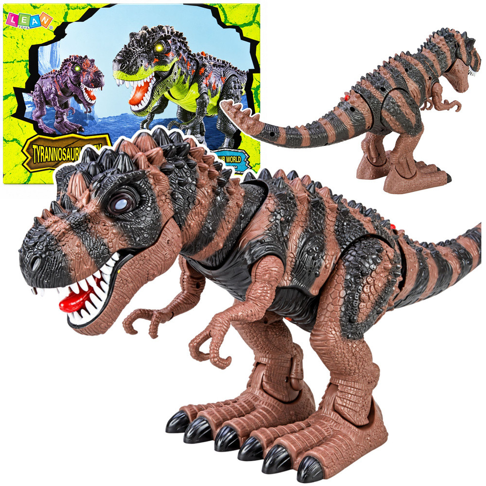 Elemes, járó Tyrannosaurus Rex hanggal és fénnyel – barna