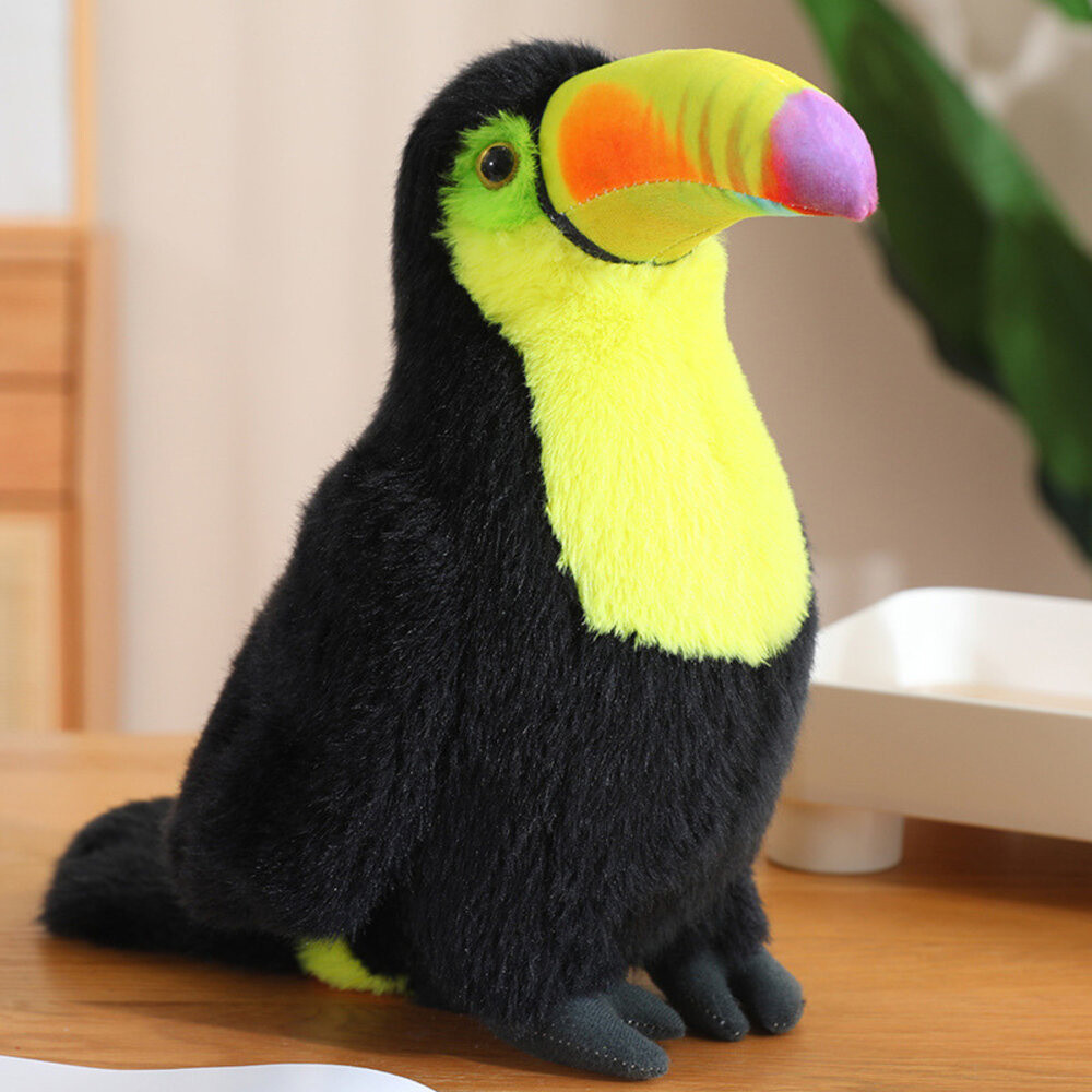 Plüss tukán sárga részletekkel, 30 cm