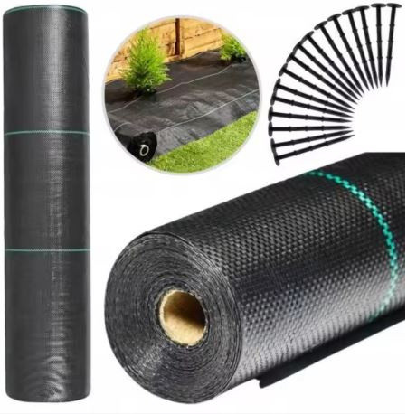 Fekete gyomgátló agroszövet rögzítőkkel, 1.6 x 50 m, 90 g/m²