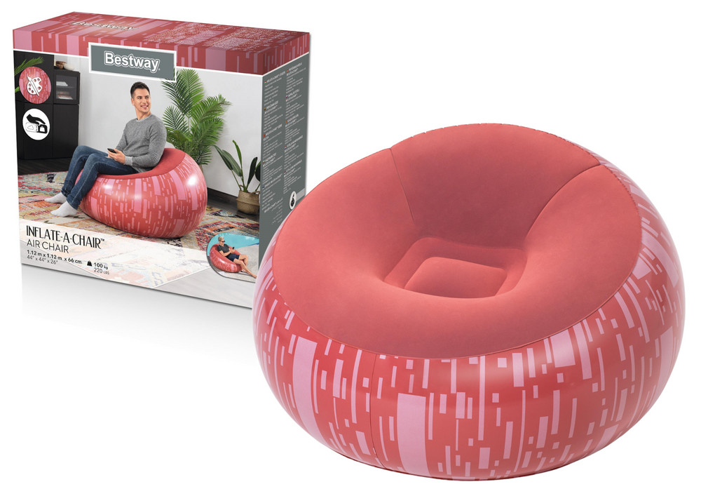 Bestway felfújható fotel, piros, 112 × 112 × 66 cm – 75052
