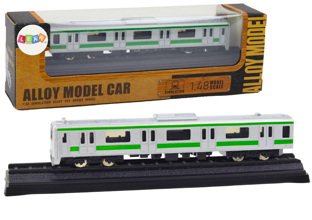 Gyűjtői fém vasúti kocsi, ezüst, 1:48