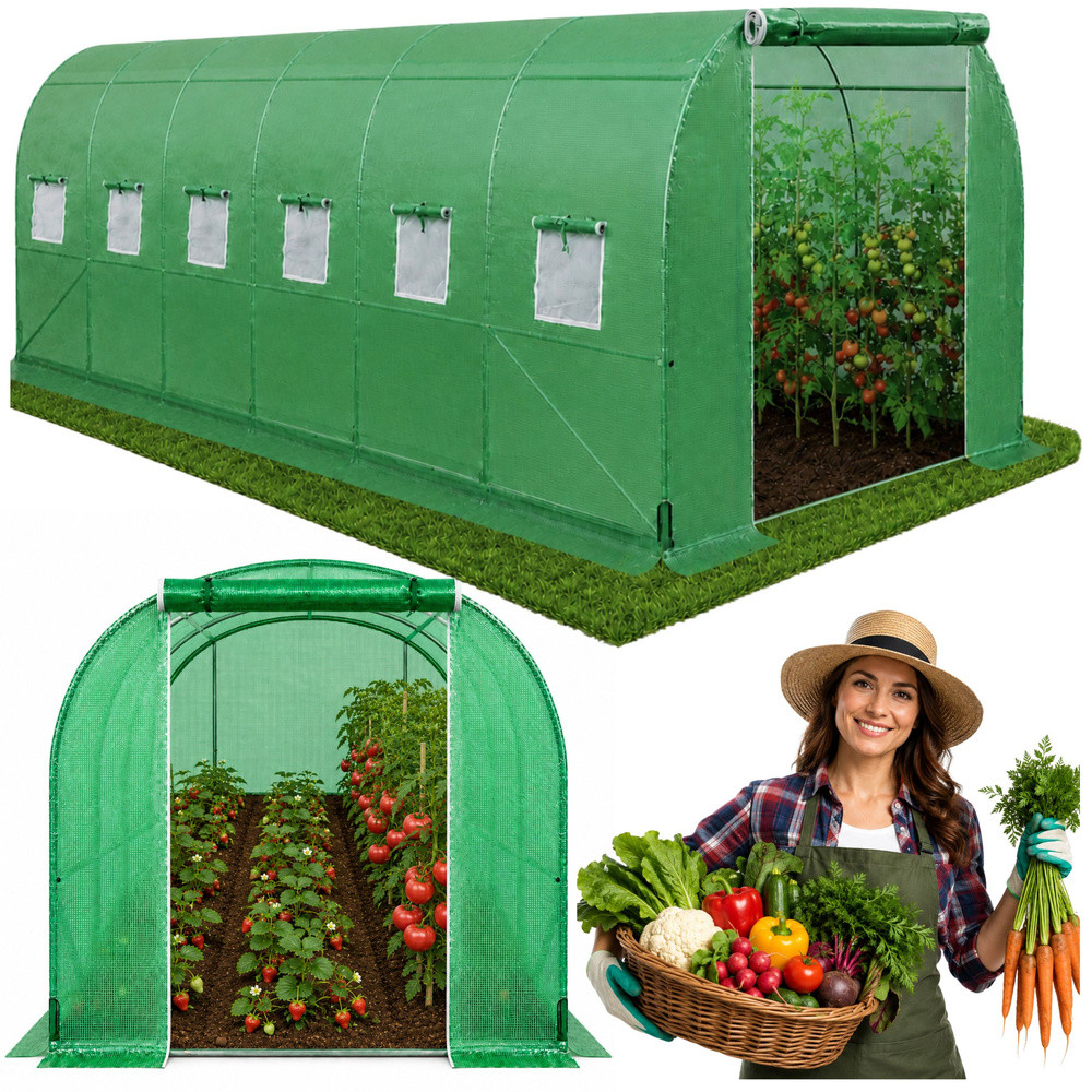 Zöld PRO kerti fóliasátor, 6 × 3 × 2 m, 18 m²