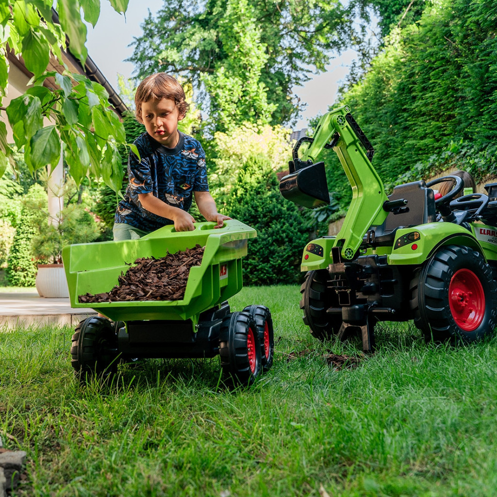 FALK Claas Axos 330 pedálos markolós traktor maxi utánfutóval