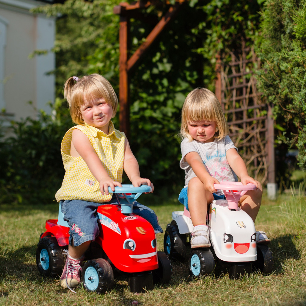 FALK Tractor Go! piros bébitaxi utánfutóval