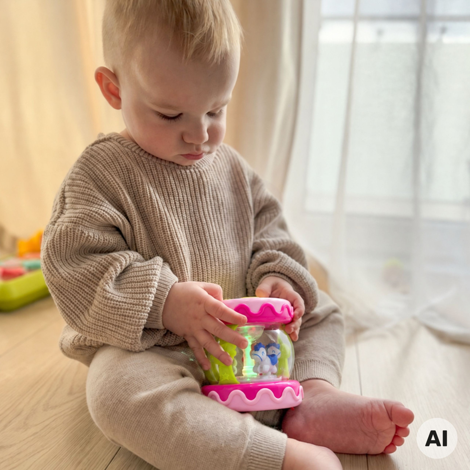 WOOPIE BABY 3 az 1-ben zenélő dob csillagvetítővel – rózsaszín