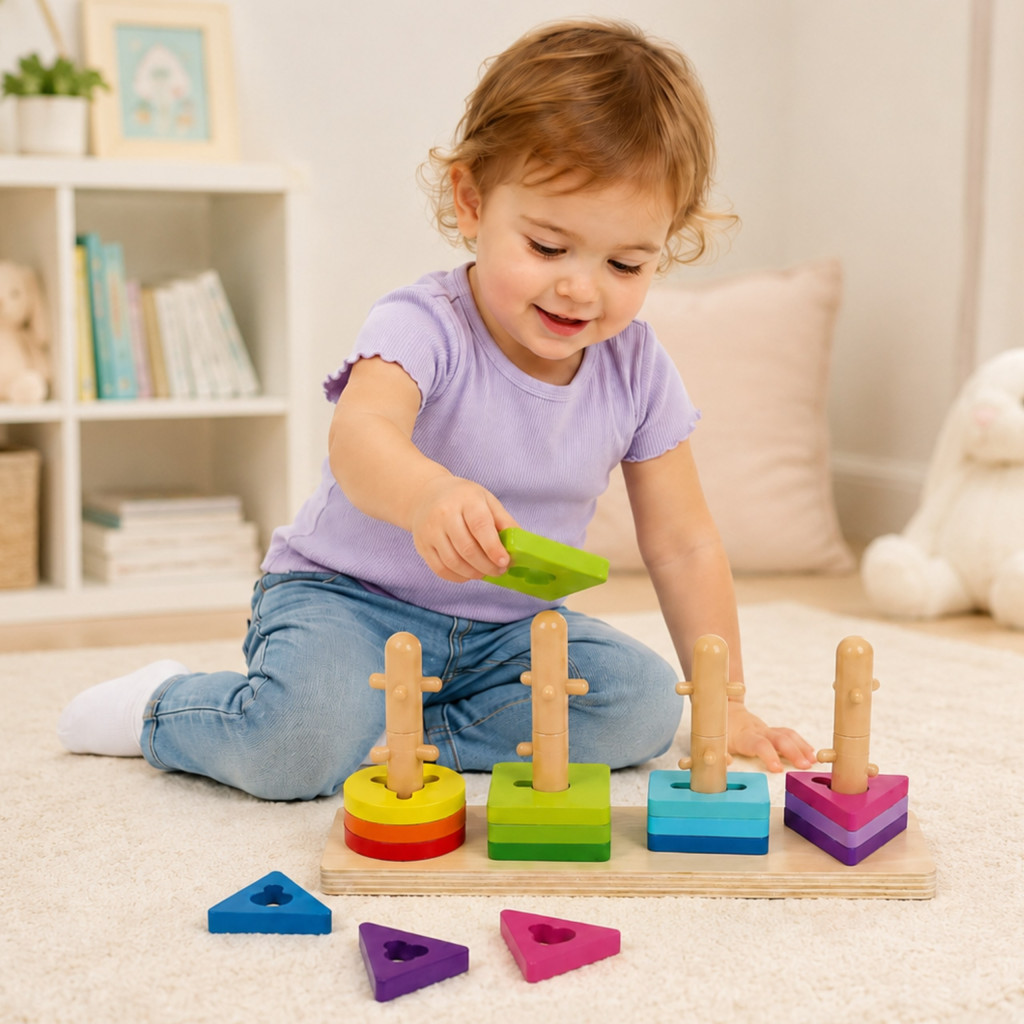 TOOKY TOY Alakválogató színes Montessori tömbökkel