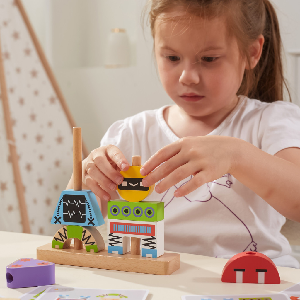 VIGA robotos piramisépítő mentaakártyákkal, 8 részes