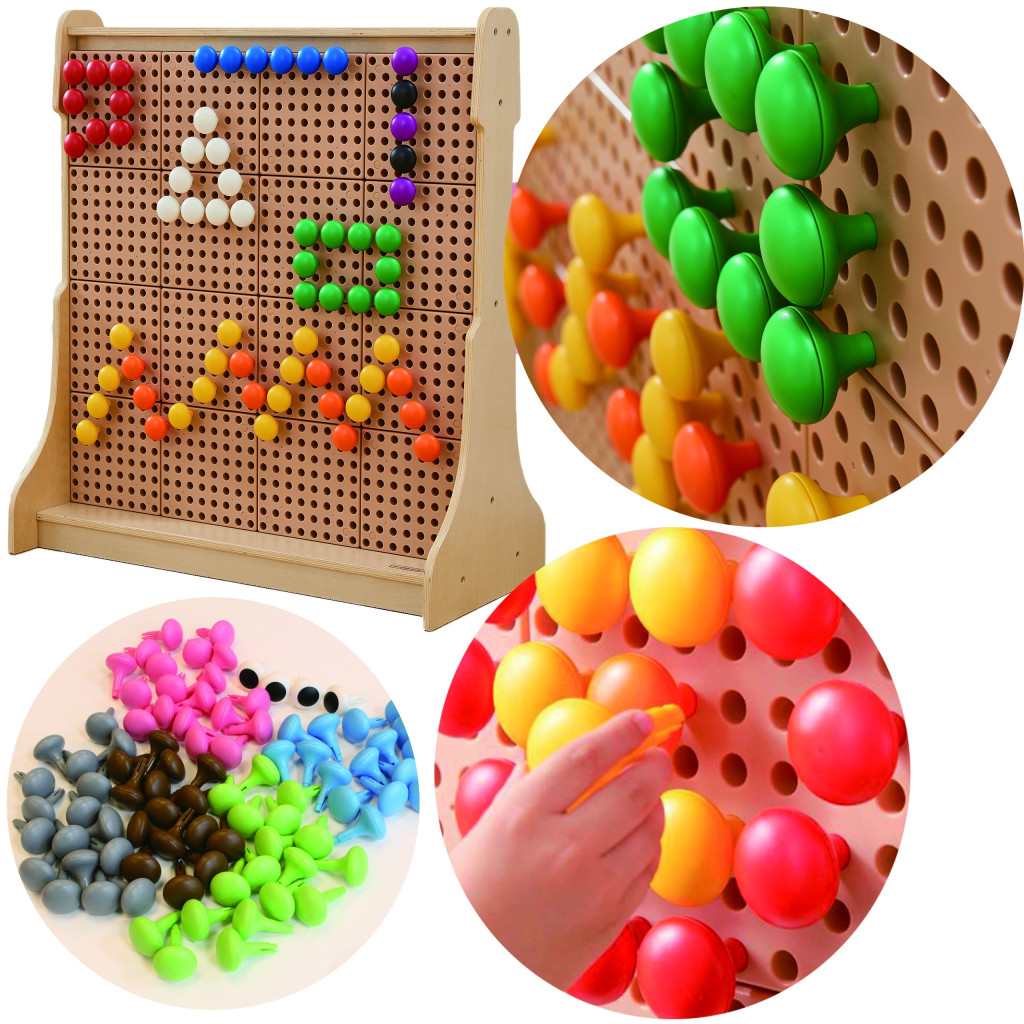 MASTERKIDZ színes jumbo csapok STEM táblához, 128 db, 6 szín