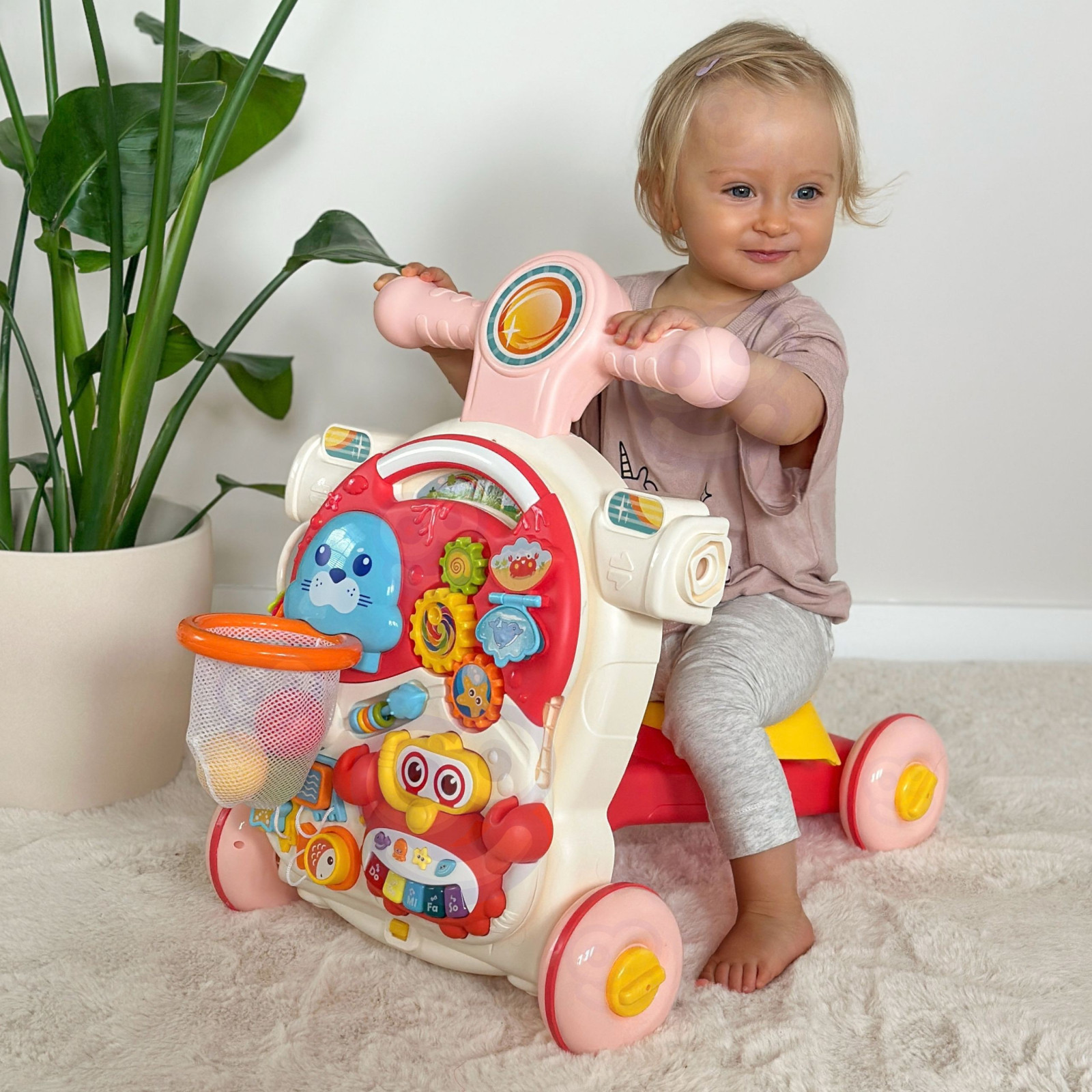 WOOPIE BABY 4 az 1-ben járássegítő, fejlesztőasztal, roller és bébitaxi