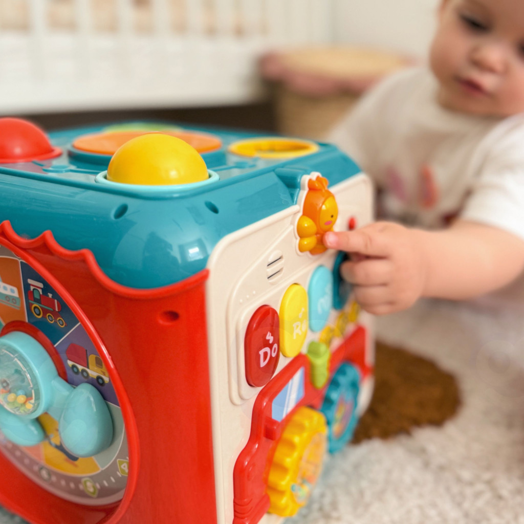 WOOPIE BABY 6 az 1-ben többfunkciós Montessori foglalkoztató kocka, 18 hónapos kortól