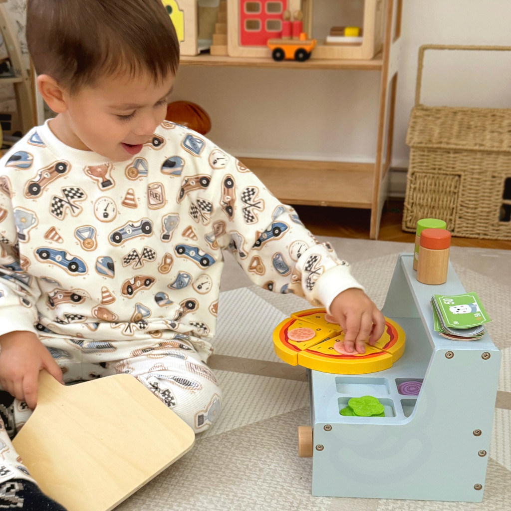 TOOKY TOY Pizzéria fából készült pizzasütő-tartozékok
