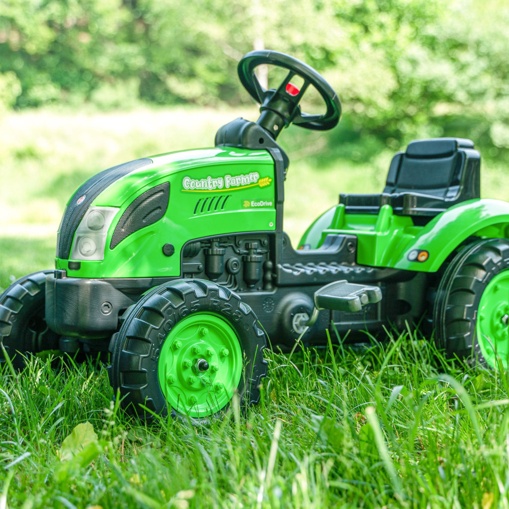 FALK Country Farmer zöld pedálos traktor utánfutóval