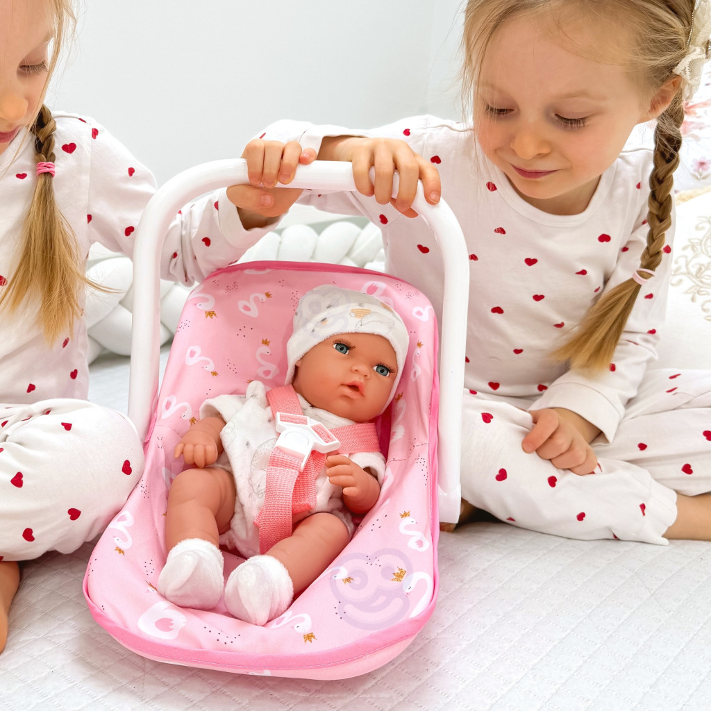 WOOPIE Royal puha baba rózsaszín hordozóval, 30,5 cm