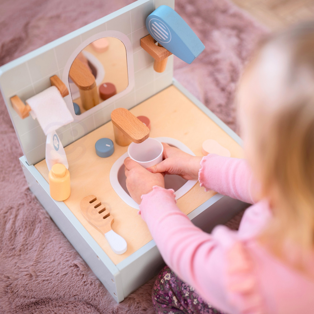 TOOKY TOY WC-fürdőszoba Fa WC-fürdőszoba kiegészítőkkel