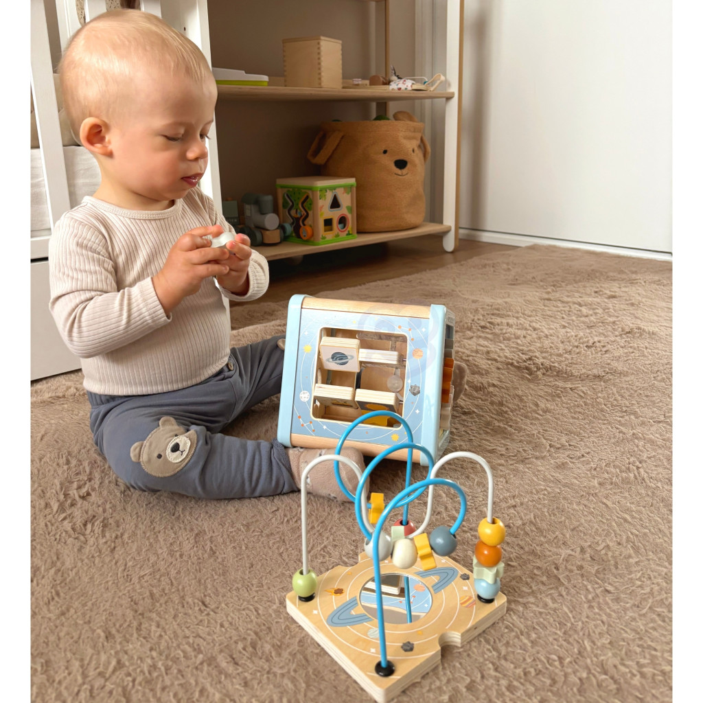 TOOKY TOY fa aktivitáskocka űr témával