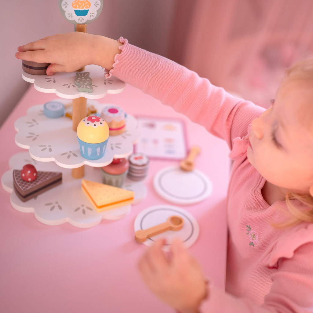 TOOKY JÁTÉK Édességtál Faállvány Cupcakes Torták