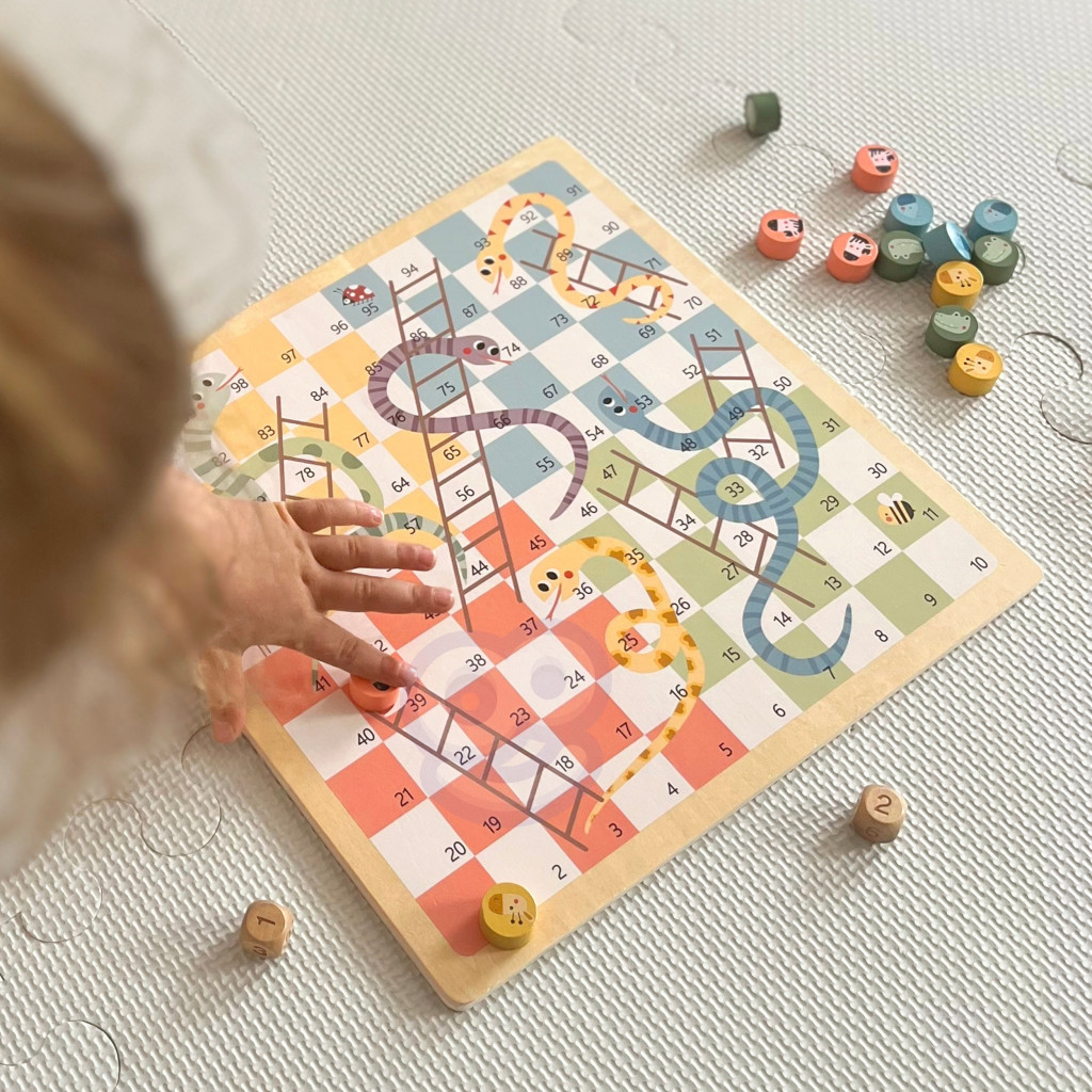 WOOPIE GREEN logikai társasjátékok 2 az 1-ben Ludo + kígyók és létrák