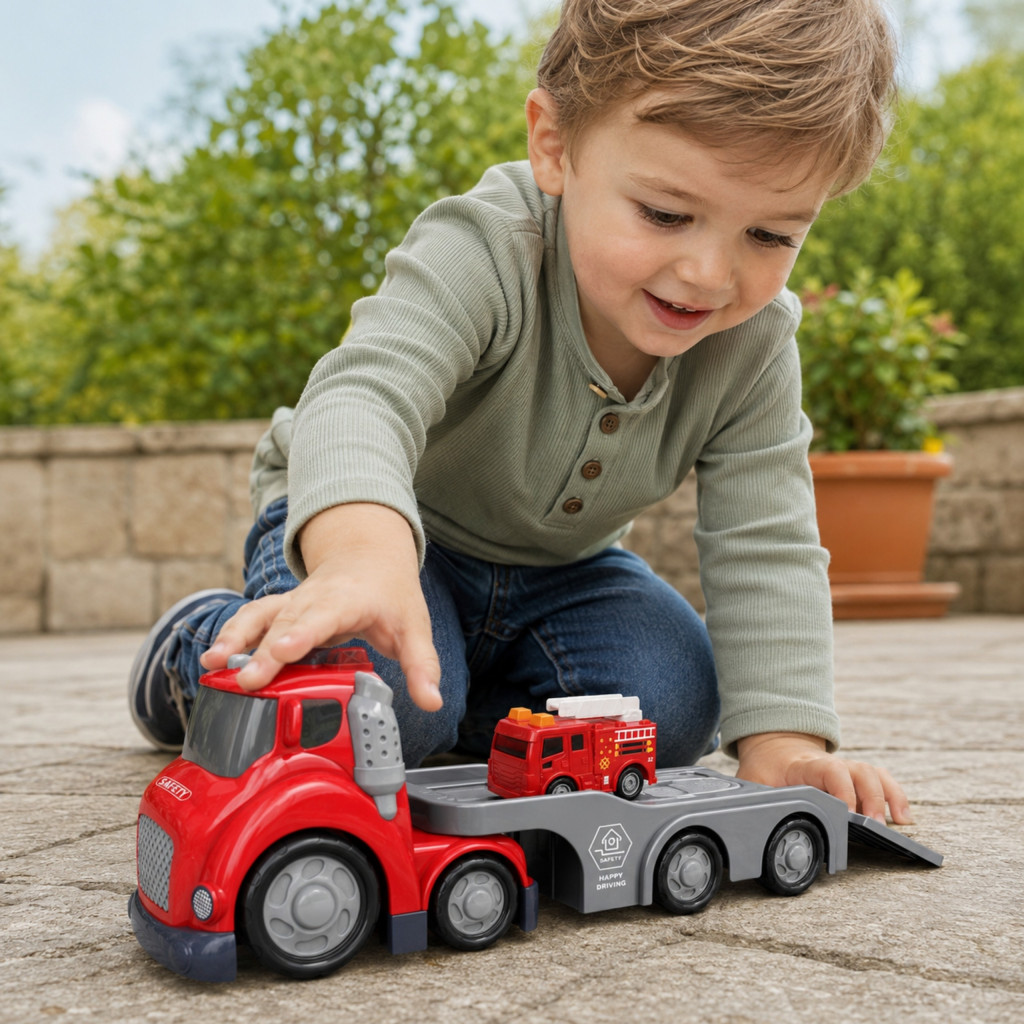 WOOPIE CITY TRUCK piros tűzoltó szállítókamion fény- és hanghatásokkal